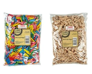1000pc Mini Pegs Wooden Craft Mini Peg Natural/Coloured Photo Baby Wedding Bulk - Picture 1 of 3