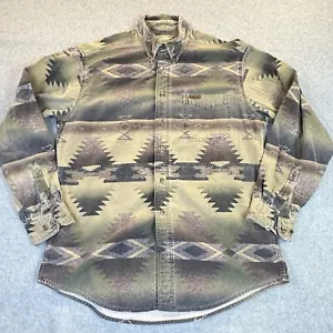 Vintage Woolrich Outdoor Original Aztec Cotton Flannel Brush Popper Men's Large - Picture 1 of 10