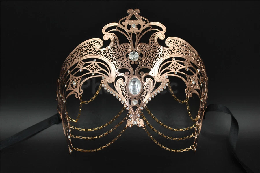 Womens Egyptian Chain Venetian Phantom Laser Cut Filigree Metal Masquerade Mask - Image 1 of 1