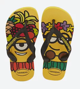 Havaianas Minions Holiday Citrus Yellow/ Black Rubber Kids Slip On - Flip Flops - Picture 1 of 1
