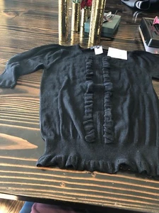 Lili Gaufrette Sweater Size XS Brand New With Tags Black Ruffle Free Ship 12 -14 - Picture 1 of 10