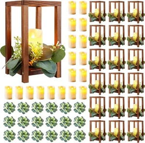 54 Pcs /18 Set Wedding Lantern Centerpiece for Table-Wooden Candle Lantern Bu... - Picture 1 of 8