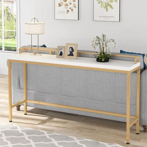 Rustikaler schmaler langer Tisch hinter Sofa Couch multifunktionaler dünner Konsolentisch - Bild 1 von 14