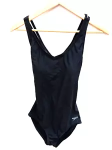 Traje de baño para mujer Speedo cuello en V de una pieza, negro, talla mediana - Imagen 1 de 4
