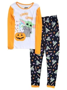 Girls Star Wars Gray Baby Yoda Halloween Candy Pajama Set Shirt & Pants Size 10 - Picture 1 of 2