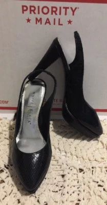 ❤️White House Black Market 7M Faux Leather Platform JACK Sexy Sling Heels - Image 1 of 4