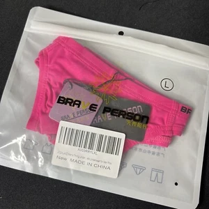Brave Person Men’s Low Rise Thong Underwear Size Large Hot Pink Logo Bold - Picture 1 of 8