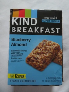 (1) Box Kind Breakfast Bars Blueberry Almond 12 Bars 10.58 Oz Total Weight - Picture 1 of 1