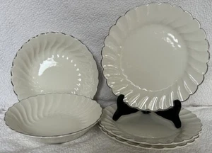 Salem Swirl Three 7 1/4” Dessert Salad Plates And Two 6 3/4” Salad Bowls Vintage - Picture 1 of 9