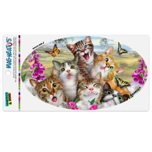 Cats and Butterflies Selfie Car Euro Oval Magnet - Picture 1 of 4