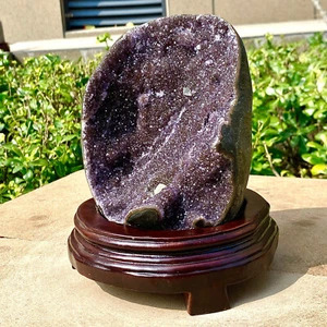 5.72LB Natural Uruguayan Amethyst Quartz Cave Geode Crystal Healing+base - Picture 1 of 12
