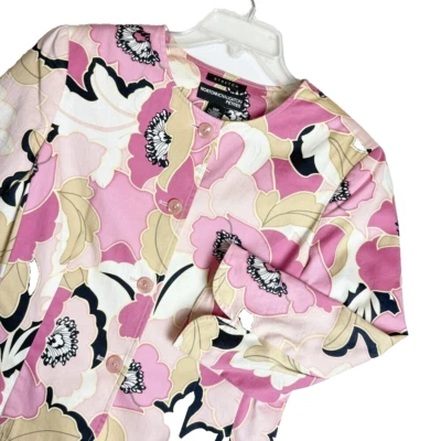 Chaqueta Floral Norton Mcnaughton Petites 12P Primavera Rosa Crema Negro Lino Rayón Foto 1 de 4