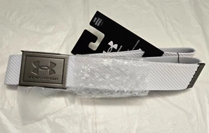 Under Armour Men's Webbing Golf Belt #1369819 OSFM Adjustable Cut-to-Fit White - Picture 1 of 3