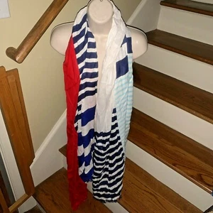 KATE SPADE Red White & Blue Sky & USA Patriotic Shawl Wrap Scarf Nwot  ❤️tb59 - Picture 1 of 5