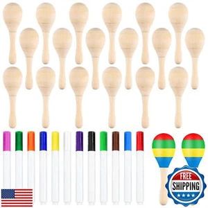 BOUBONI 20Pcs DIY Wooden Maracas for Kids, Mini Maracas for Mexican Fiesta Pa - Picture 1 of 5