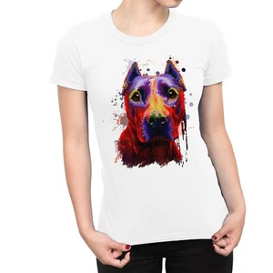 1Tee Damen Aquarell Splash Pit Bull Hund T-Shirt - Bild 1 von 15