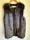 SEBBY COLLECTION Black Faux Fur Knit Vest. Size Large Winter Fall Seasonal