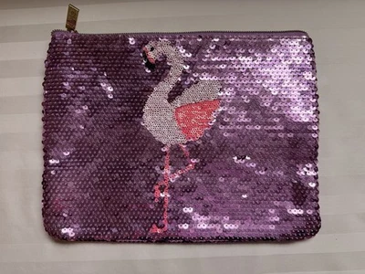 Bolso de Maquillaje Tarte Púrpura Y Rosa Flamenco Lentejuelas Cremallera Foto 1 de 4