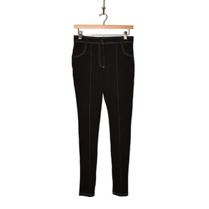SANDRO $269 Stretch Skinny Ankle Pant Black w/ White Stitching EU 38 / US 4-6 - Picture 1 of 3