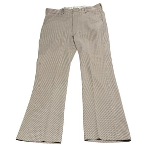 VTG 1970s Polyester Double Knit Slacks Pants Brown Blue White Men’s Size 38 x 30 - Picture 1 of 5