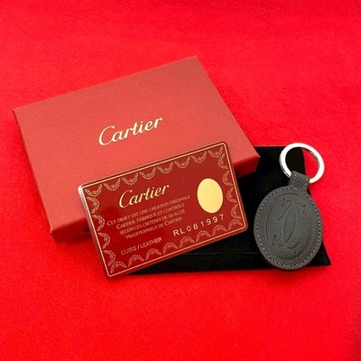 CARTIER Logo Schlüsselanhänger Leder schwarz 2023a - Bild 1 von 4