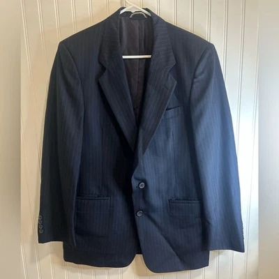 Chaqueta de traje para hombre Gristian Dior azul marino a rayas. Foto 1 de 4