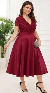 Ever Pretty Dress Harley Burgundy Size 22 Wedding Bridesmaid Mother Of The Bride - Picture 1 of 3
