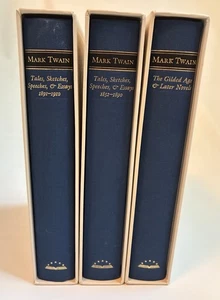 Library of America MARK TWAIN 3 Book Lot HC w Slipcase Tales Essays, Gilded Age - Foto 1 di 18