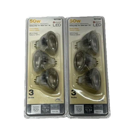 (2) 3 Pack 50W LED Bulbs MR16  Warm White Flood Utilitech NEW IN PKG 2 Packs - Image 1 of 2