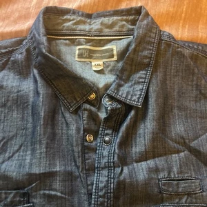 INC Denim Jeans Shirt Men's XXL Dark Blue Snap Button Long Sleeve - Picture 1 of 7