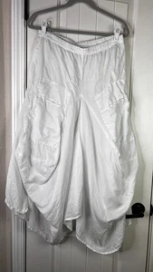 Catwalk Studio Harem Skirt Sz L White Ramie Lagenlook Boho Festival Hippie Fairy - Picture 1 of 12