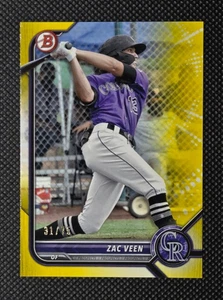 2022 Bowman - Prospects Yellow Border Zac Veen #BP-13 Colorado Rockies /75 - Bild 1 von 2