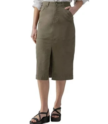 Falda midi Sanctuary Triple Threat con abertura frontal para mujer 25 botones oliva quemado cremallera Foto 1 de 4