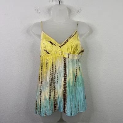 Camisa BCBGMAXAZRIA Mujer M Tie Dye Seda Camisola Tanque Y2K 90s Boho Festival Foto 1 de 4