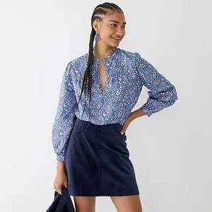 Camicetta J.Crew donna Popover Bourton Liberty S blu girocollo floreale fiori boho - Foto 1 di 13