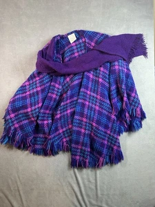 Poncho Boyne Valley Weavers donna taglia unica lana fatto a mano Irlanda sciarpa attaccata - Foto 1 di 6