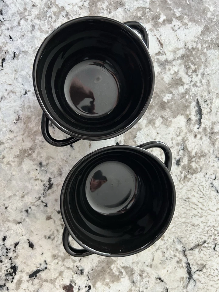 Conjunto de 2 tigelas de sopa de cerâmica preta para micro-ondas, máquina de lavar louça e forno seguro. - Imagem 1 de 4