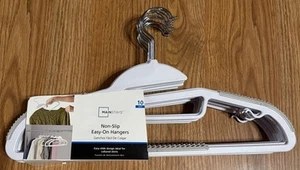 Mainstays Non-Slip Easy-On Clothes Hangers, 10 Pack, White & Grey, TPE Strips - Picture 1 of 4
