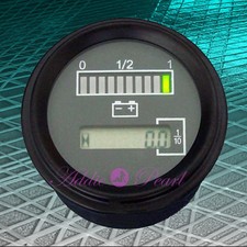 24 Volt Battery Indicator w/ Hour Meter,Gauge -Tri-color - 2" ROUND