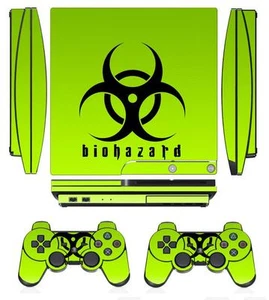 Biohazard 253 Skin Sticker Cover PS3 PlayStation 3 Slim and 2 controller skins - Picture 1 of 1