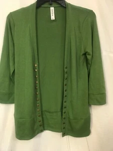 Zenana Outfitters Snap Button Front 3/4 Sleeve Stretch Lightweight Cardigan S - Picture 1 of 3
