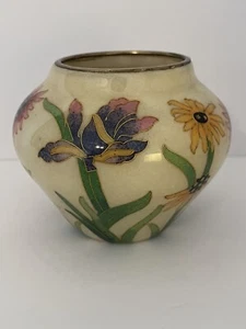 Japanische Plique-a-Jour Meiji Glas Knospenvase Cloisonné Emaille 3" hoch - Bild 1 von 13