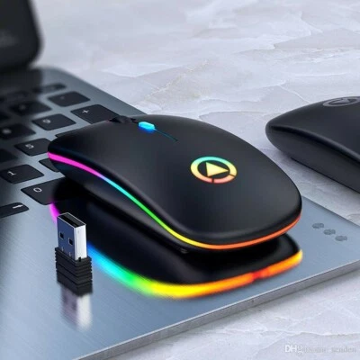 wireless gaming mouse usb connected interchangeable led lighting. - Image 1 of 4