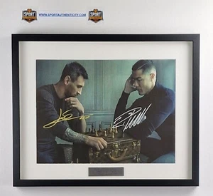 Lionel Messi - Cristiano Ronaldo autographed canvas Hand Signed FRAMED with COA - Picture 1 of 23