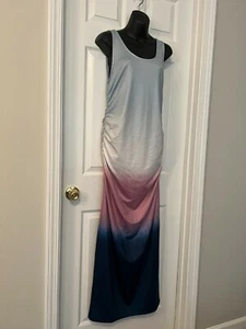 Hermoso Maxi Vestido Elástico Dip Dye Sin Mangas Cinchado Lado Sin Marca Talla L  - Imagen 1 de 8