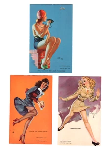 3 Mutoscope “Busy Girls” 1940’s Pin Up Glamour Ladies Cards Moran Mozert et al - Picture 1 of 5