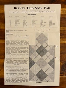 Vintage Knitting Patterns Bernat Trio Sock Pak Argyle Plaid Block Instructions - Picture 1 of 1