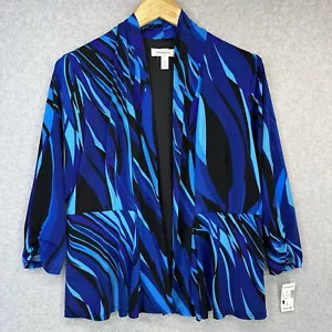 Dressbarn Mujer Cubre Talla Grande Manga Larga Azul Manga Abierta Acanalada Elastizada - Imagen 1 de 11