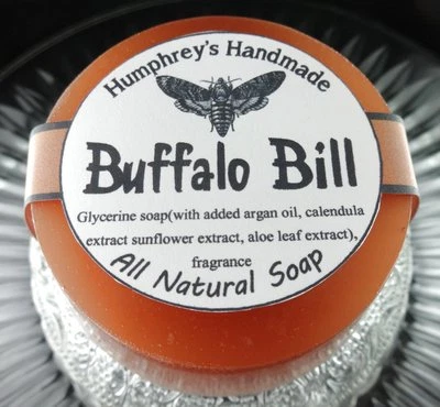 HUMPHREY'S HANDMADE BUFFALO BILL Leather Scented Mens Soap Glycerin Round Shave Beard Wash Horror