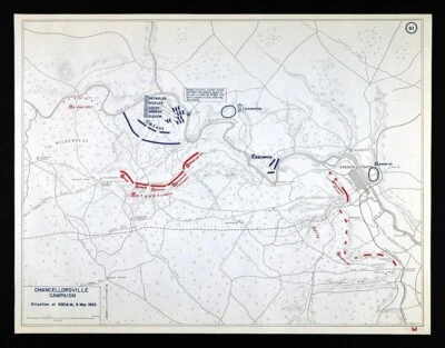 West Point Civil War Map Battle Chancellorsville Fredericksburg VA 5 AM - May 6 - Image 1 of 3